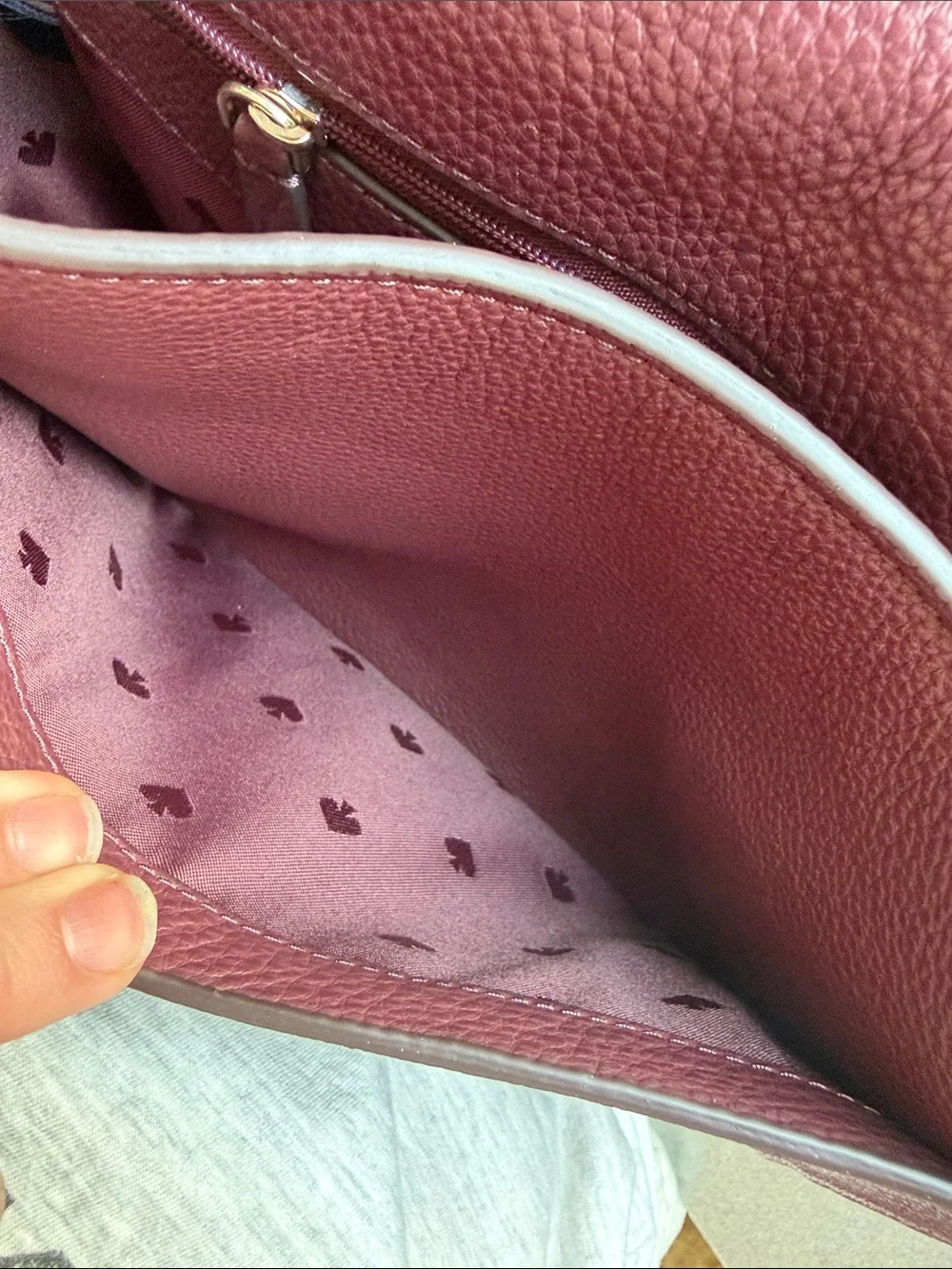 Kate Spade New York Burgundy Pebbled Leather Flap Shoulder Bag